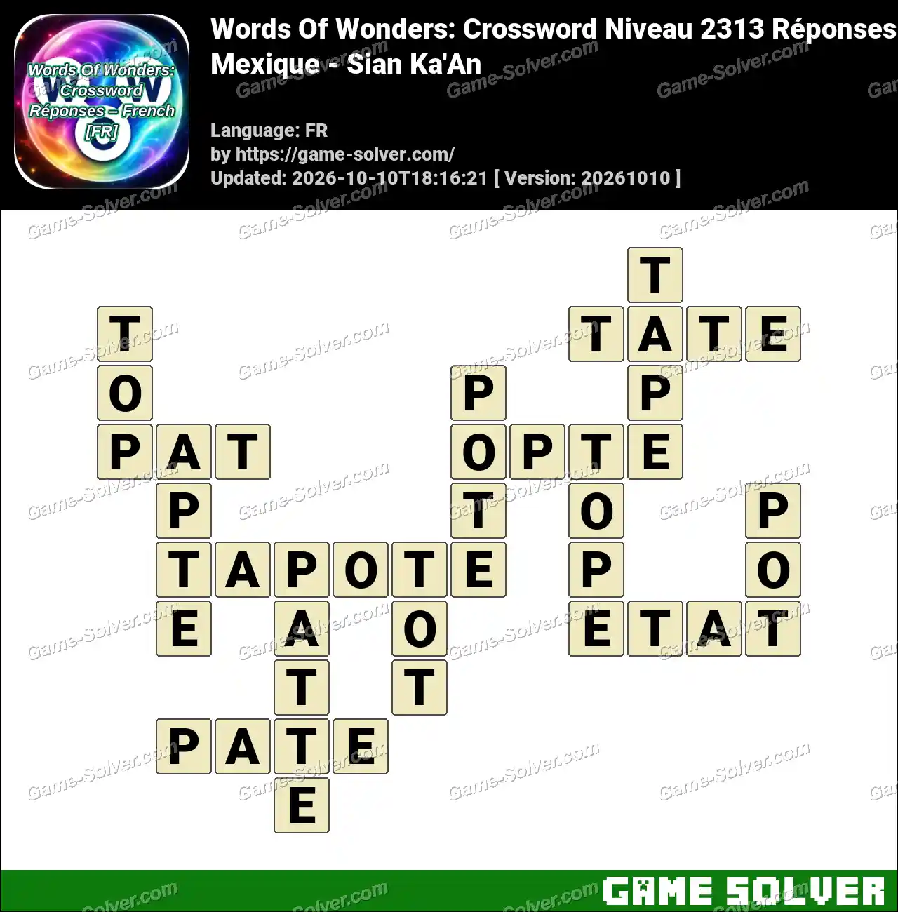 Words Of Wonders: Crossword Niveau 2313 Réponses – Mexique – Sian Ka’An